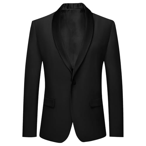 Generisch Chaqueta de traje de hombre con un botón para hombre, chaqueta ligera de ocio, chaqueta de traje de novio con solapas de contraste, chaqueta deportiva para negocios, chaqueta de traje de