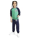 nike b nsw next gen tricot set, tuta completa-felpa con cappuccio-tasche a marsupio-pantalone con girovita elasticizzato-logo u90 6-7 anni kids, verde/blu