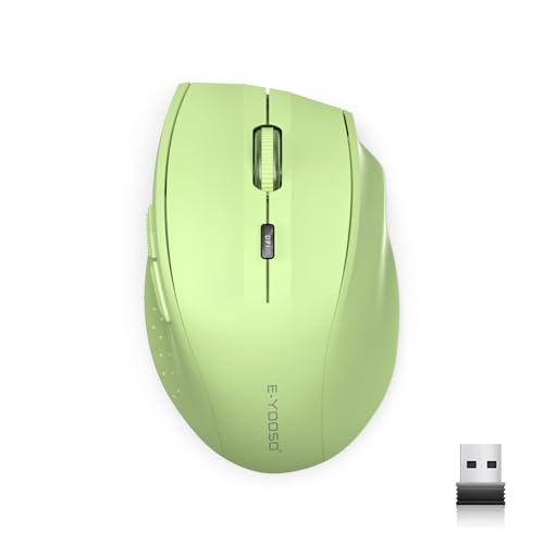 Image of E-YOOSO Wireless Mouse for Laptop, Portable Optical Computer Mouse, 6 Buttons, Cordless 2.4GHz with USB Receiver, 5-Level 4800 DPI, 18 Months Battery Life, for PC Chromebook Windows Mac (Light Green)