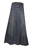 Clove Jeans Womens A-Line Blue Denim Skirts for Women, Ankle Length Stretchy Denim Jeans Womens Maxi Skirt, Casual Plus Sizes Ladies Long Skirts for Women - 18