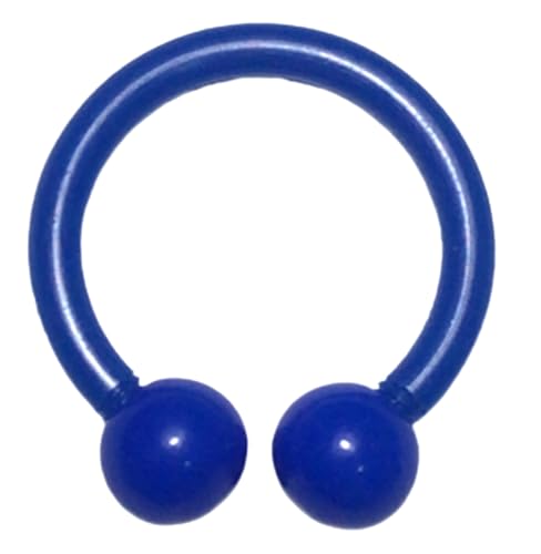 アクリルボディピアス サーキュラーバーベル 16G 内径 10mm ファーストピアス 眉 軟骨 リップ ボール 安い 可愛い アクセサリー プラスチック 金属アレルギー対応 (ブルー)