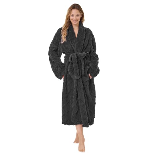 MIZZEO Microfiber Robes for Women, Cozy Soft Warm Plush Women Robe Plush Long Bathrobe