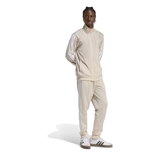 adidas Herren Sportswear Basic 3 Stripes Tricot Track Suit, Crystal Linen/white, L