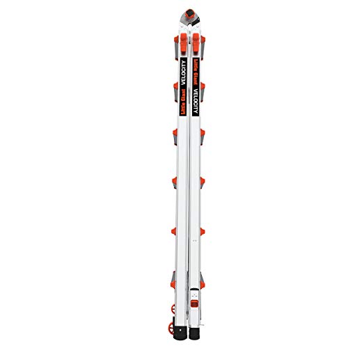 Little Giant Ladders, Velocity with Wheels, M26, 26 Ft, Multi-Position Ladder, Ratchet Leg levelers, Aluminum, Type 1A, 300 lbs Weight Rating, (15426-801)