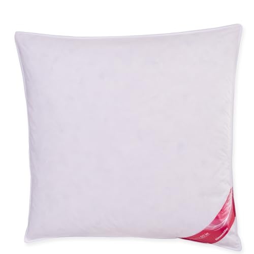 Künsemüller Kopfkissen 80x80cm mit 85{59220bf49fd24d246dec43c36f94661374631e6b45fe801a84dfdec002690ab8} Gänse-Federn & 15{59220bf49fd24d246dec43c36f94661374631e6b45fe801a84dfdec002690ab8} Daunen, Kissen mit feinem Baumwollbezug, Allergiker geeignet & waschbar, OEKO-TEX 100, Kissen mit mittlerer Stützkraft, Füllgewicht: 1100g