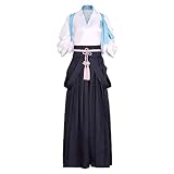 Japanese Samurai Hakama Kimono Unisex Aikido Kendo Uniform Swordsman Cosplay Costume (23584-Ayaka, L)