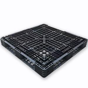Rikopin   Lightweight Plastic Pallet, Resin Pallet, Recycled Pallet, Approximately 1100mm x 1100mm x 120mm, Handle Lift, Forklift, Strong, Black Limited to Corporations Not for Individual Homes