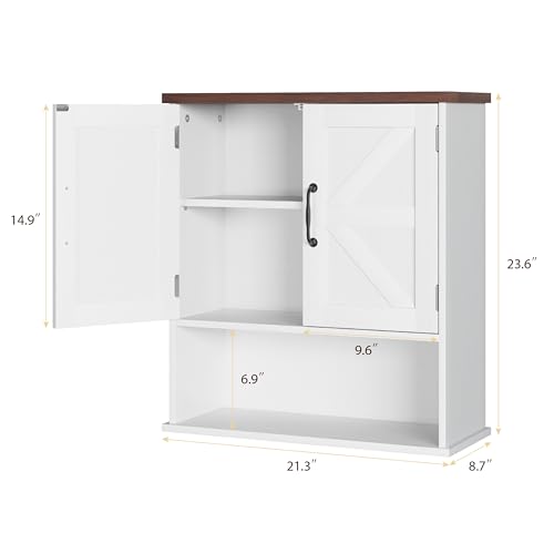 Smuxee-Farmhouse-Bathroom-Cabinet-Wall-Mounted-White-Small-Bathroom-Medicine-Cabinet-with-Adjustable-Shelf-Bathroom-Cabinet-for-Bathroom-Living-Room-Laundry-Room Smuxee Farmhouse Bathroom Cabinet Wall Mounted White Small Bathroom Medicine Cabinet with Adjustable Shelf Bathroom Cabinet for Bathroom Living Room Laundry Room