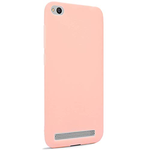 Xiaomi Redmi 5A Case,Surakey Liquid Silicone Rubber Shockproof Soft Ultra-Thin Cover Back Protector Soft Skin Protective Jelly Candy Color Slim Bumper Case for Xiaomi Redmi 5A,Pink