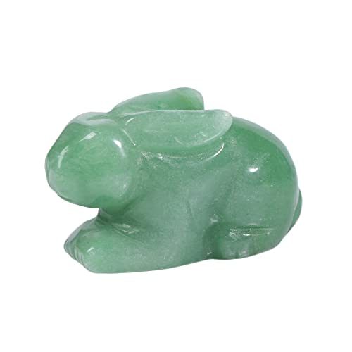 Nupuyai Vert Aventurine Lapin Statue de Sculpture en Cristal, Guérison Reiki Lapin Animal Figurine de Collection pour Le Printemps Pâques Décoration de la Maison 1.9 Pouces Cover