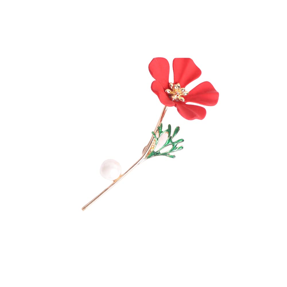 Elegante Red Namel Cinque petali Fiore Spille per le Donne Festa di Nozze Distintivo Gioielli, Metallo, gemma na, Smalto, Metallo, Nichel, gemma na