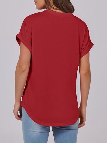 Image of ANRABESS Womens Short Sleeve Henley Tops V Neck Dressy Casual Blouses Summer Trendy Tee Shirts 2026 Vacation Fashion Clothes