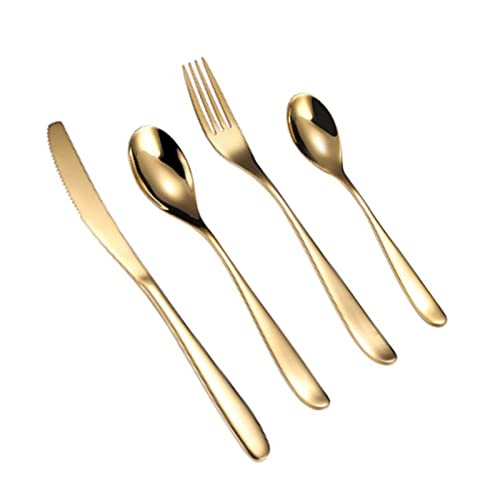 Couverts de table dorés en acier inoxydable poli miroir | Ménagère élégante 24 pièces