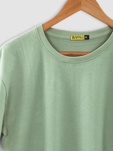 Image of BEYOUNG Cotton Regular Fit Plain T-Shirt for Men | Flexible Round Neck | Casual T-Shirt | Solid T-Shirt | Half-Sleeves | Stylish T-Shirt