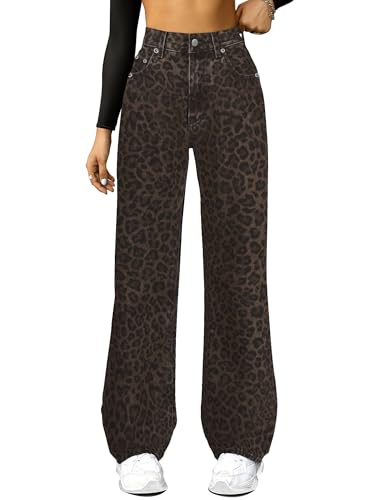 Image of FUNUCA Straight Leg Jeans for Women,High Waisted Wide Leg Loose Microelastic Boyfriend Denim Pants