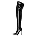 SHOWFOREST Black Over the Knee Boots for Women Stiletto High Heels Pointed Toe Patent Leather 4.7 Inch Fall Boots with Zipper Sexy Fashion Dance Party Long Boot Shoes Size 8