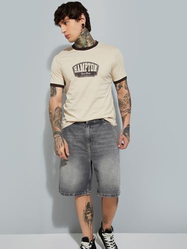 Image of Max Men's Letter Print Regular Fit T-Shirt