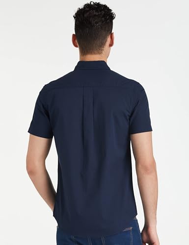 Image of Amazon Brand - Symbol Men's Cotton Shirt | Casual | Plain | Half Sleeve - Regular Fit (Available in Plus Size) (Navy + Olive M) (Combo Pack of 2)