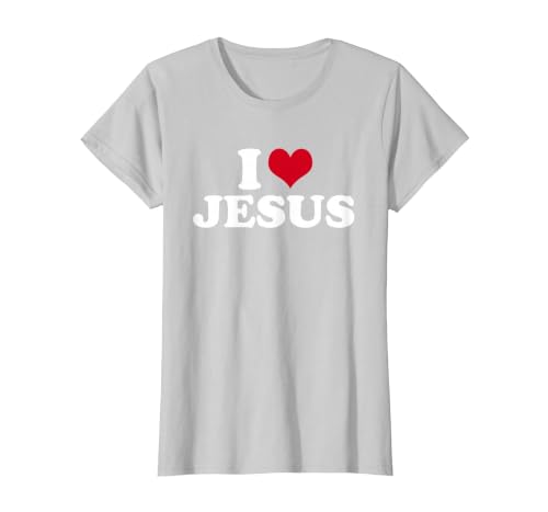 I Love Jesus I Heart Jesus T-Shirt, Women, Silver Grey, Large