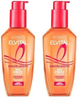 L'Oréal Paris Elvital Haarserum ohne Silikone, Hitzeschutz für langes, widerspenstiges Haar, Ohne Ausspülen, Haaröl mit pflanzlichen Proteinen und Kakaobutter, Dream Length No Frizz Serum, 1 x 100 ml