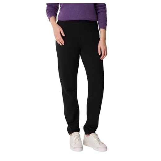 Hanes Women's EcoSmart Cinched Cuff Sweatpants, Ebony, Large