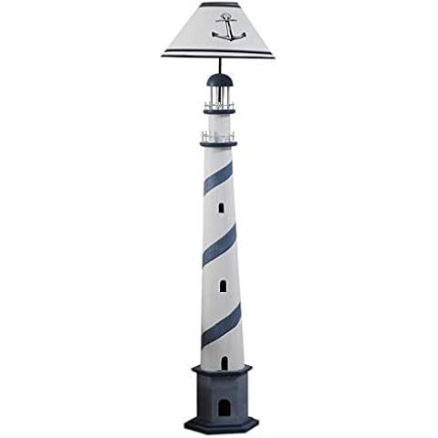 Home Floor Lamp Retro Lighthouse Floor Lamp Living Room Bedroom Bedside Lamp Energy Saving Children Vertical Table Lamp Sofa Lamp for Living Room Bedroom Office Reading (Color:Red) (Color : Blue) Cover