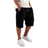 Long Cargo Shorts for Men Big and Tall Elastic Waist...