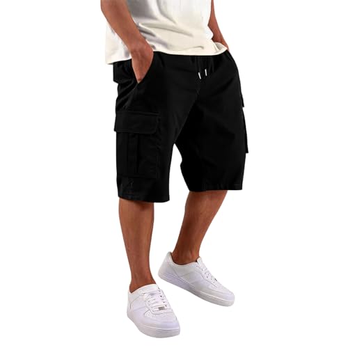 MOKBAY Bermuda Cargo, Marque Sécurité Short Camouflage Homme, Grande Taille Bernuda Jean Ete Long Leger Pantalon Genoux Chino Pantacourt Habillé Bermuda Jeans Homme, L