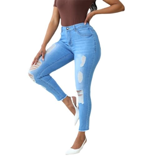 Women's Ripped Skinny Jeans Slim Fit Distressed Destroyed Stretchy Denim Pants3