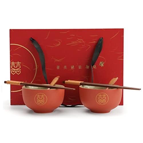 JUNYFFF 2 Juegos (6 Piezas) Cuencos De Ramen De Cerámica, Tazón Ramen De Porcelana con Cuchara Y Palillos, Pasta, Cereales, Postre, Aperitivo Etc. Ensaladera, con Caja Noble para Regalos De Boda Cover