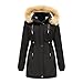 Giubbotto Donna Invernale,Cappotti Invernali da Donna Neri Fodera in Peluche con Cappuccio Lungo Slim Plus Size Cappotti in Cotone Leggero Parka Giacca Calda Ampia Giacca Esterna Parka Antivento Tas