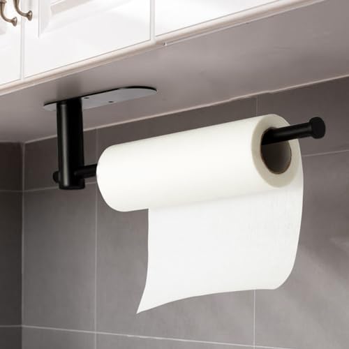 Supaqua Paper Towel Holder, 13 inch Self-Adhesive Practical New Upgraded Thickened Under Cabinet Paper Roll Holder, SUS304 Matt Stainless Steel Wall Mount Towel Holder for Kitchen, Bathroom, Sink