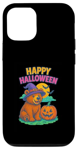 Happy Halloween Cute Bear in Witch Hat with Pumpkin X}zP[X iPhone 12/12 Pro p