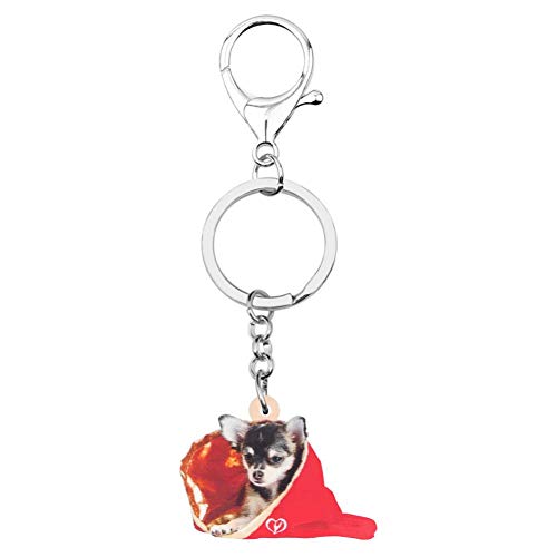 Preisvergleich Produktbild HXYKLM Acryl süße Weihnachten Chihuahua Hund Schlüsselanhänger Schlüsselanhänger Tasche Auto Geldbörse Dekorationen Schlüsselanhänger für Frauen Mädchen Charms Geschenk