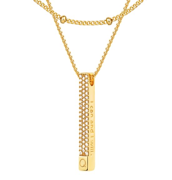 Jenosy Layering Kette Damen Kette mit Buchstaben Gold Personalisierte Kette mit Namen Zarte Halskette mit Stabanhänger für Damen 18K Vergoldete Namenskette Modeschmuck für Frauen und Mädchen