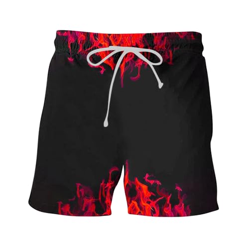 Zeiyignr Mens 3D Flame Swim Trunks Quick Dry Summer Board Shorts Surf Beach Shorts Elastic Waist with Pocket Drawstring3