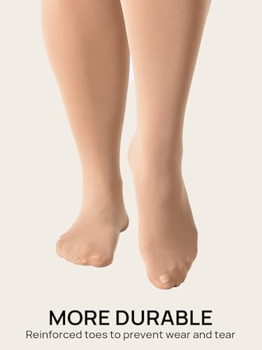 Image of MANZI Women's 2 Pairs Control Top Pantyhose High Waist Plus Size Tights Ultra-Soft