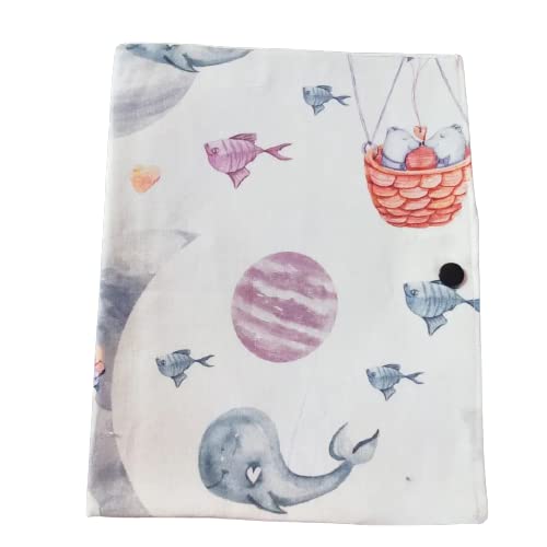 Cahier coloriage baleine tissu fait main réutilisable haut de gamme
