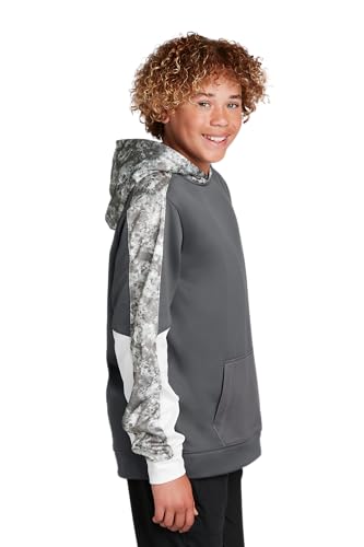 SPORT-TEK Youth Sport-Wick Mineral Freeze Fleece Colorblock Hooded Pullover2
