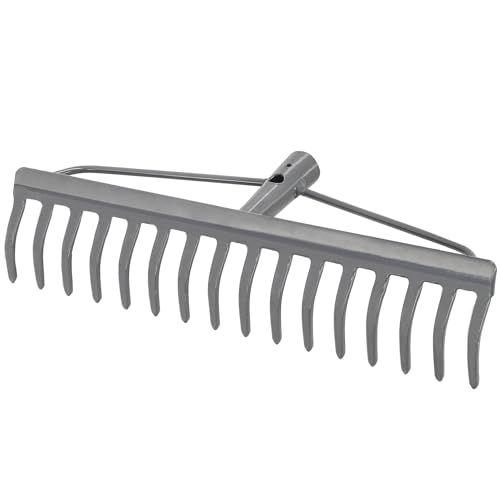 KOTARBAU® Râteau à Feuilles en Acier Renforcé 410 mm avec 16 Dents Noir Râteau sans Manche Outils de Jardinage Accessoires pour l'entretien de Votre Jardin