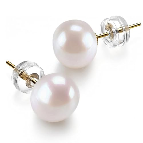 Chic Women Flat Round Shaped Imitation Pearl Stud Earrings Simple Elegant Statement Jewelry3