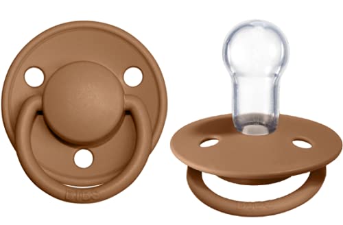 BIBS Pacifiers – De Lux | BPA-Free Silicone Baby Pacifier | Made in Denmark | Set of 2 Soothers (Earth, One Size Silicone)