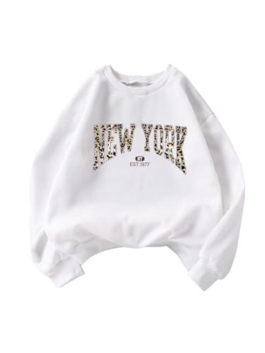 Girl's Graphic Crewneck Sweatshirts Cheetah Letter Print Long Sleeve Pullover Tops Preppy Clothes