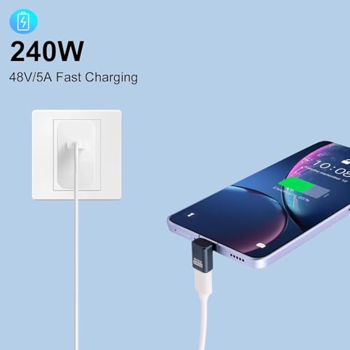 Image of Tobo USB C 90 Degree Adapter [80Gbps /240W PD /8K@60Hz] Up & Down Angled 90 Degree USB C Adapter Type C Extender Support Thunderbolt 5 /4 for Steam Deck, Switch TD-1602CC