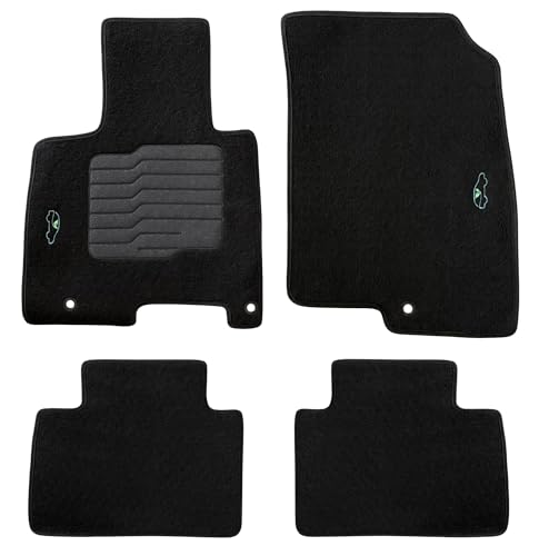ecoMats Carpet Floor Mats Custom Fit for 2022 to 2026 Hyundai Tucson with Non-Slip Driver Heel Pad and Safety Holes, Front and Rear, Black (Not Fit for PHEV/Electric Models)