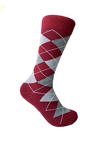 Triple M Plus Men's Burgundy Dress socks,One size fits most men; Sock Size 10-13.