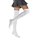 FdcLixuvol 1 Pair Thigh High Socks, Knee High Stockings Soft Cotton Socks White Over Knee-High Sock Fashion Leg Warmers for Women Girls