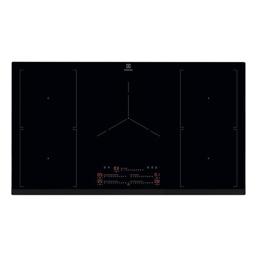 Electrolux 90cm Built-in Induction Hob with 5 Cooking Zones, Bridge Function, PowerBoost, Hob2Hood, Heat Memory & Smooth Easy to Clean Glass Surface, Black, EIV94550