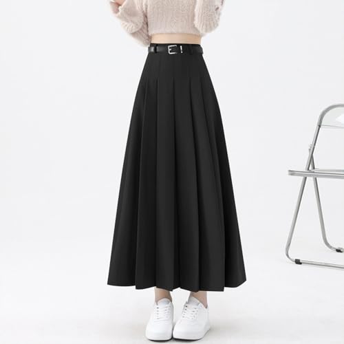 Women's Fall and Winter Half Length High Waisted Suit Mid Length Skirt Black3