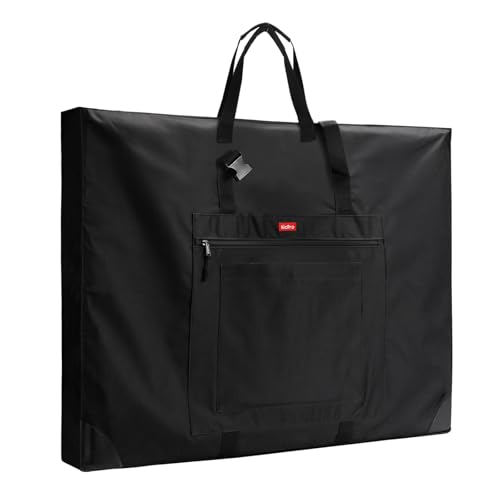 Nicpro Large Size Art Portfolio Case, Artist Portfolio Tote Bag with Leather Corners & Side Widening, Waterproof Storage Portfolio Folder with 3 Pockets for 20'' x 26'' Poster Canvas Sketching Drawing